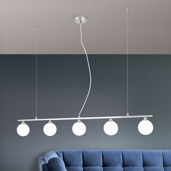 Hängeleuchte Snowwhite 120 cm Satin 5 x G9
