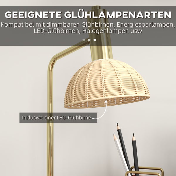 HOMCOM Tischleuchte, 18,5L x 35B x 51H cm, Eisen, Bronze