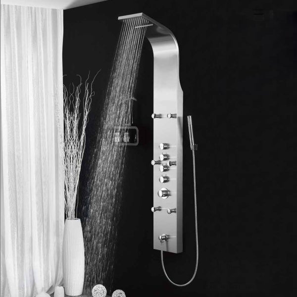 Luxus Edelstahl Duschpaneel mit 6 Hydro Massagejets & Wasserfalldusche