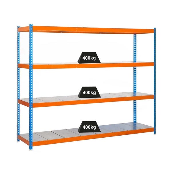 PROREGAL Schwerlastregal Big Metal Yeti Four HxBxT 200 x 180 x 60 cm Fachlast 400 kg Blau-Orange