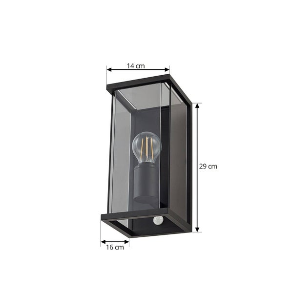 Lucande Wandleuchte außen Annalea mit Bewegungsmelder (spritzwassergeschützt (Modern) in Schwarz aus Aluminium (1 flammig, E27) - Wandlampe für Außenwand/Hauswand Haus Terrasse und Balkon