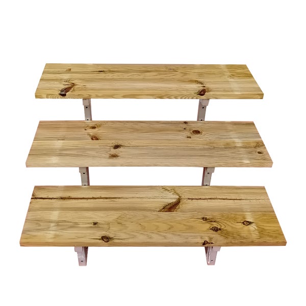 OSLO - Außentreppe, Gartentreppe, Terrassentreppe  Stahl H54cm 3 Stufen Holz KDI Breite 80cm