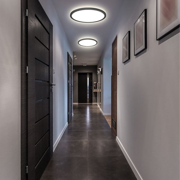 LED Panel Ø42 cm - 22W, 3000lm, flach, backlight, neutralweiß, schwarz