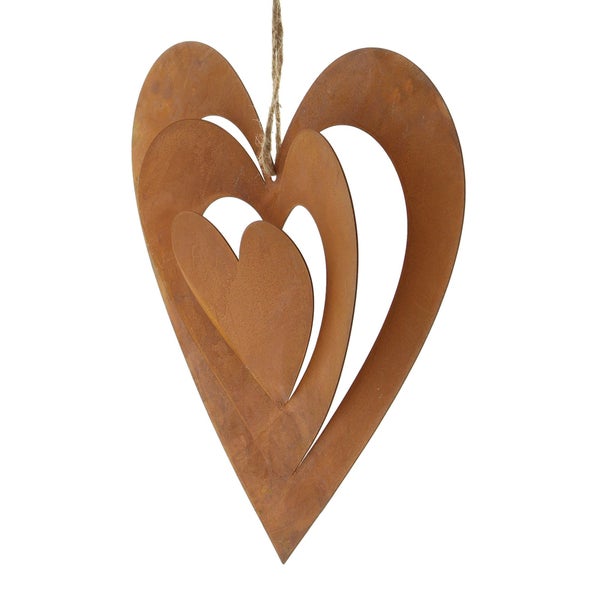 FRANK FLECHTWAREN | Herzhänger Rostliebe, 2er Set, METALL, 13 x 13 cm, 18 x 18 cm