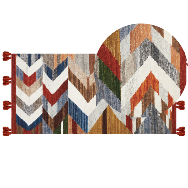 Teppich KANAKERAVAN Bunt 80 x 150 cm Wolle Kelim