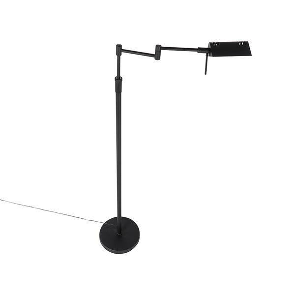 Schwarze Stehlampe mit verstellbarem Arm