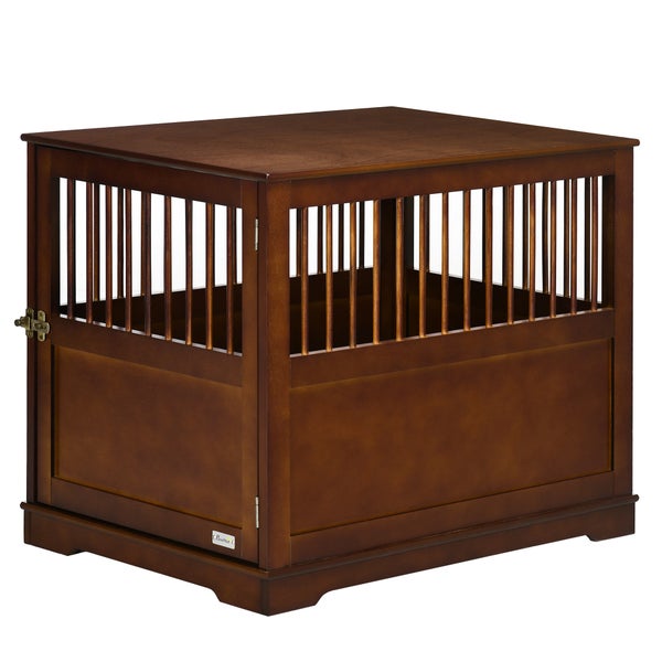 PawHut Hundekäfig, Haustierkäfig, Hundehütte für mittelgroße Hunde, Hundebox Indoor, Tierkäfig mit abschließbarer Tür, Braun, 80,5 x 59,5 x 67,5 cm