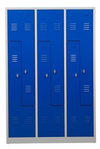 PROREGAL Garderobenspind Camel 6-Fächer-Z-Design HxBxT 180 x 120 x 50 cm Vorhängeschloss Grau-Blau