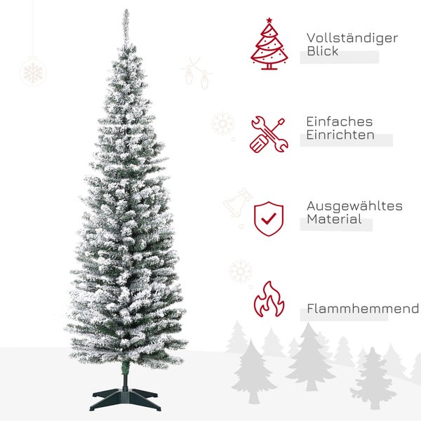 HOMCOM Künstlicher Weihnachtsbaum, 180 cm mit Kunstschnee, mit 390 Astspitzen abnehmbar Standfuß, für Weihnachtsfest, Indoor, grün