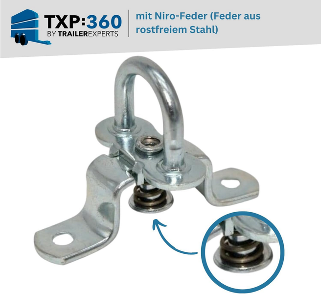 Trailer Experts Zurrbeschlag mit Niro-Feder aus rostfreiem Stahl