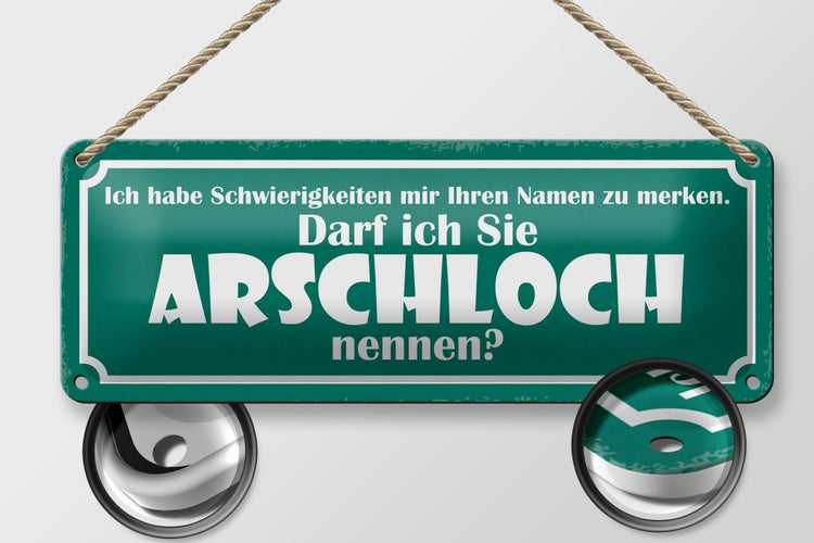 Blechschild Spruch 27x10cm darf ich Sie Arschloch nennen Dekoration