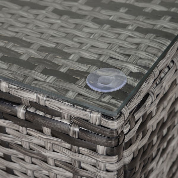 Gartentisch aus Polyrattan mit Glasplatte