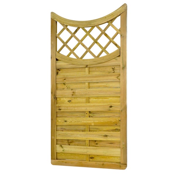 Holzzaun mit Lattenzaunmuster im oberen Bereich