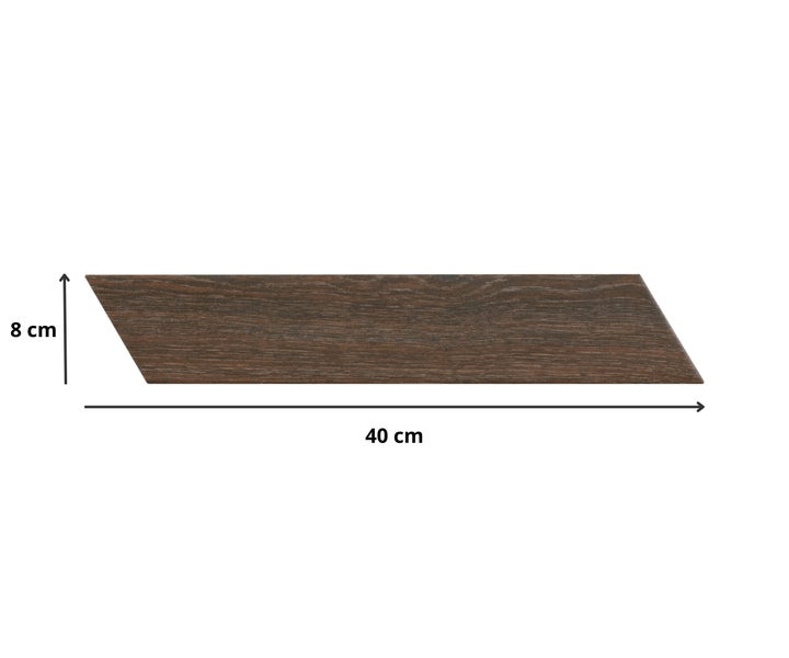 Feinsteinzeug Bodenfliese Ancona Chevron Cherry 8x40x0,85 cm glasiert matt Rundkante