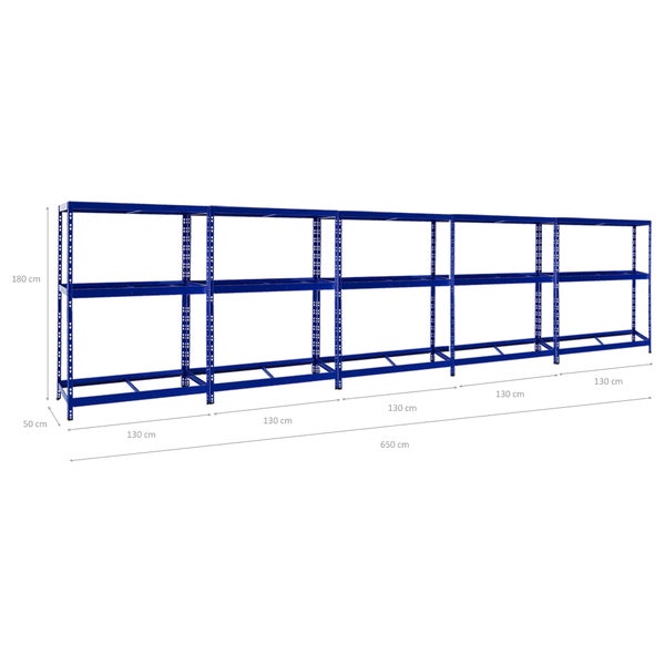 PROREGAL Mega Deal 5x Reifenregal Tiger mit Fachboden HxBxT 180 x 130 x 50 cm Bis Zu Insgesamt 60 Reifen Blau