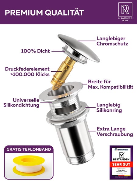 Aufschnittventil mit Chromschutz, Silikondichtung und Teflonband