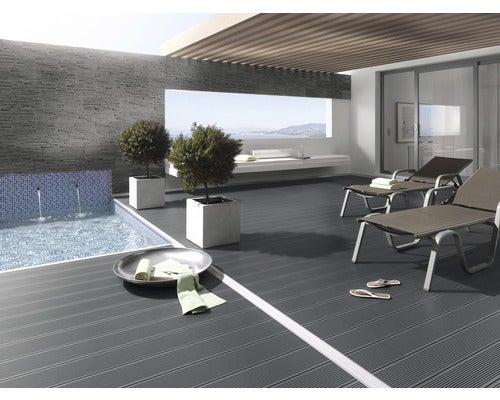 Terrassendiele WPC Konsta Silbergrau glatt 4000x145x26 mm