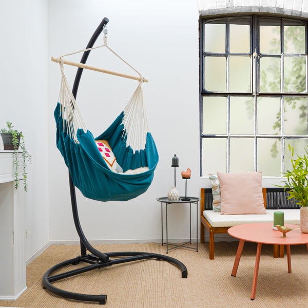 XL Hängesessel Relaxsessel 155x125cm bis 100kg in Petrolblau