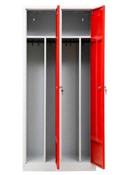 PROREGAL Garderobenspind Camel 2-Fach Mit Pro-Aufteilung HxBxT 180 x 80 x 50 cm Zylinderschloss Grau-Rot