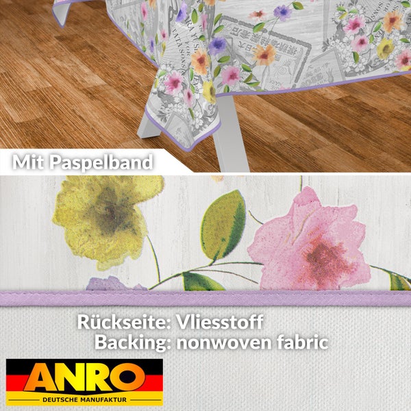Tischdecke mit Blumenmuster und Paspelband