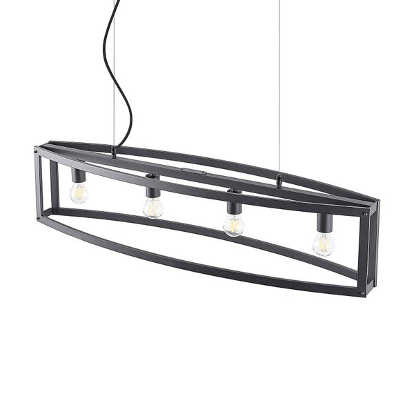 Lindby Pendelleuchte Mizgin (Landhaus, Vintage Rustikal) in Schwarz aus Metall (4 flammig E27) - Deckenlampe Esstischlampe Hängelampe Hängeleuchte Wohnzimmerleuchte
