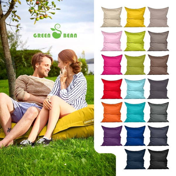 Green Bean Sitzsack XXL 140x180cm 380 Liter Kinder & Erwachsene Bean Bag EPS Perlen Füllung Riesensitzsack Groß Draußen Outdoor Liegekissen Waschbar Wetterfest Lounge Sitzkissen Bodenkissen Gelb