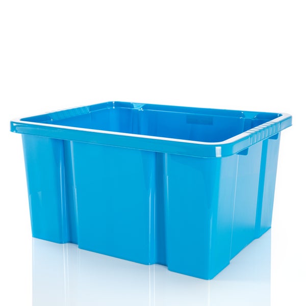 BigDean 5x Stabile Kunststoffbox Eurobox - 44x35x23 cm - passt in Kastenregale - Stapelbox blau Aufbewahrungsbox Drehstapelbehälter ohne Deckel