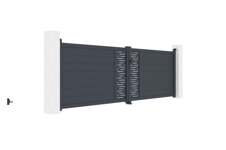 Flügeltor 4m ARLBERG H.120 graues Aluminium