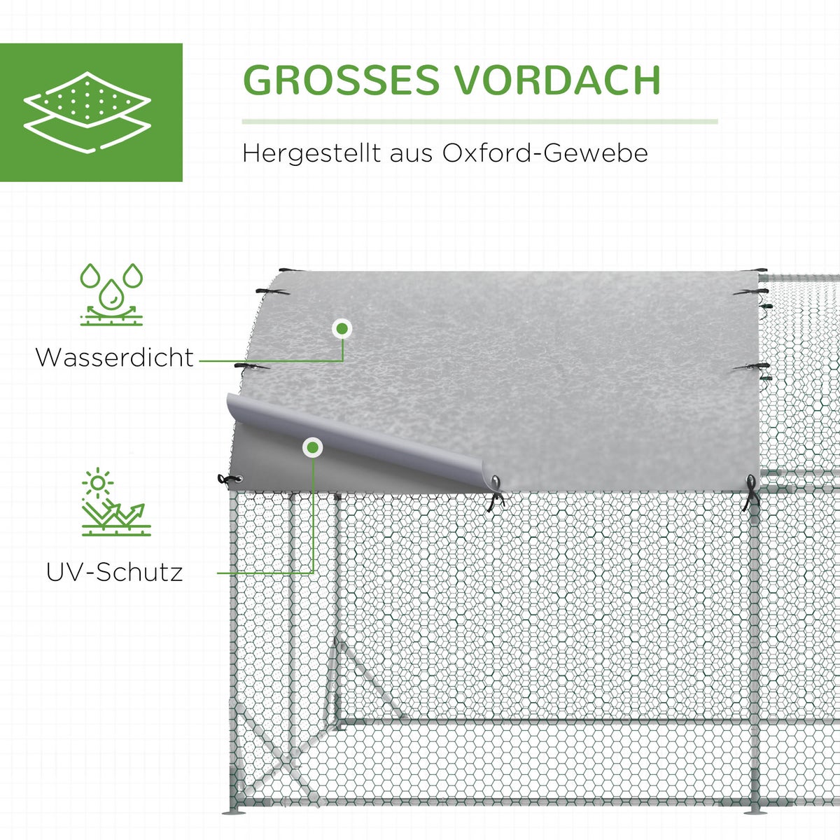 PawHut Hühnerstall Freilaufgehege Aus Stahl, 280 X 190 X 197 Cm Huhnerkafig Mit Uv Bestandiger Abdeckung Tur Huhnergehege Fur 4 6 Huhner Kleintiere Silber PawHut Hühnerstall Freilaufgehege Aus Stahl, 280 X 190 X 197 Cm Huhnerkafig Mit Uv Bestandiger Abdeckung Tur Huhnergehege Fur 4 6 Huhner Kleintiere Silber