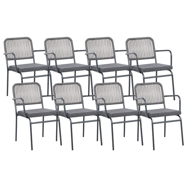 Set mit 8 Stühlen und Sitzkissen TACENO Metall Grau