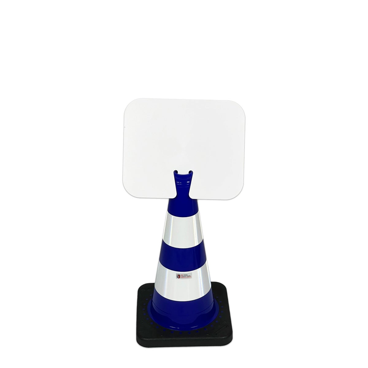 UvV Flex Kegel 50 oder 75cm weiße Streifen + Aufsteckschild Wunschtext / Kegel 500 mm / blau/weiß - weißes Schild