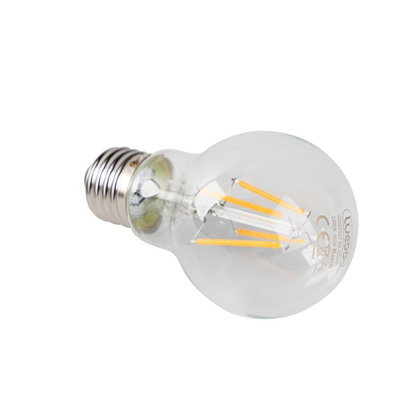 LED-Filament-Leuchtmittel E27 in Birnenform aus klarem Glas, 4 Watt, 2200 Kelvin.