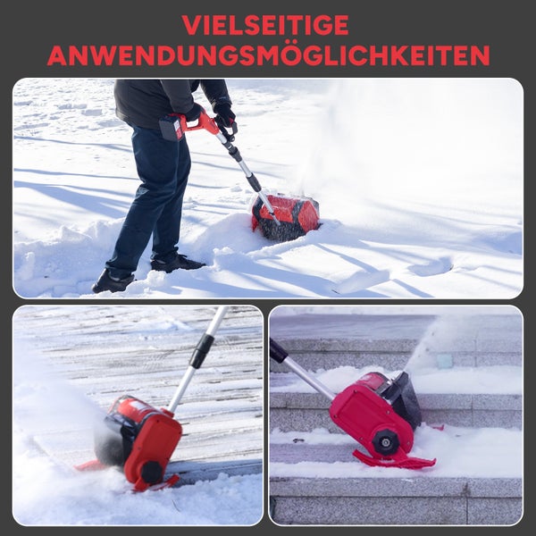 Akku Schneefräse im Einsatz auf verschiedenen Oberflächen