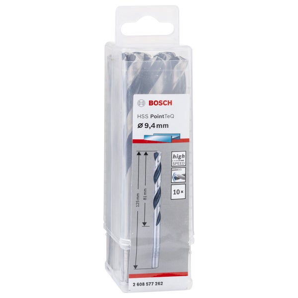 Bosch 10x HSS PointTeQ DIN 338 9,4 x 81 x 125 mm - 2608577262