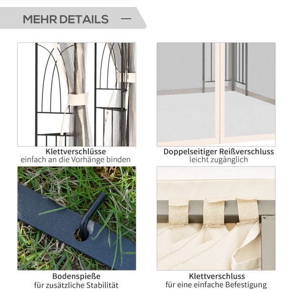 Outsunny Gartenpavillon, mit Doppeldach Pavillon,  2,99 x 2,99 x 2,74 m, Metall+Polyester, Cremeweiß