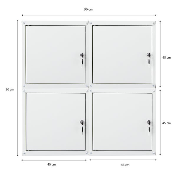 PROREGAL Mega Deal 4x Schließfachwürfel Cubic XL HxBxT 45 x 45 x 45 cm Grau