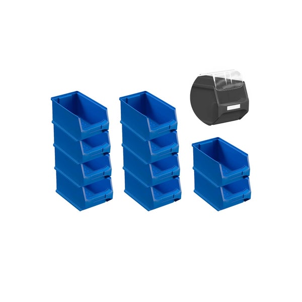 PROREGAL SparSet 10 x Blaue Sichtlagerbox 3.0 Mit Abdeckung HxBxT 12,5 x 14,5 x 23,5 cm 2,8 Liter Sichtlagerbehälter Sichtlagerkasten