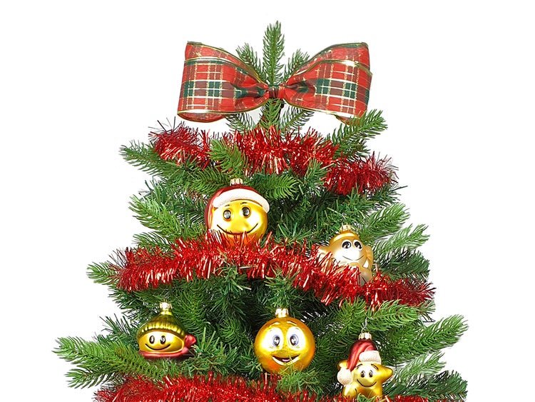 Geschmückter künstlicher Weihnachtsbaum SMILES 60 cm mit LED-BELEUCHTUNG IM TOPF