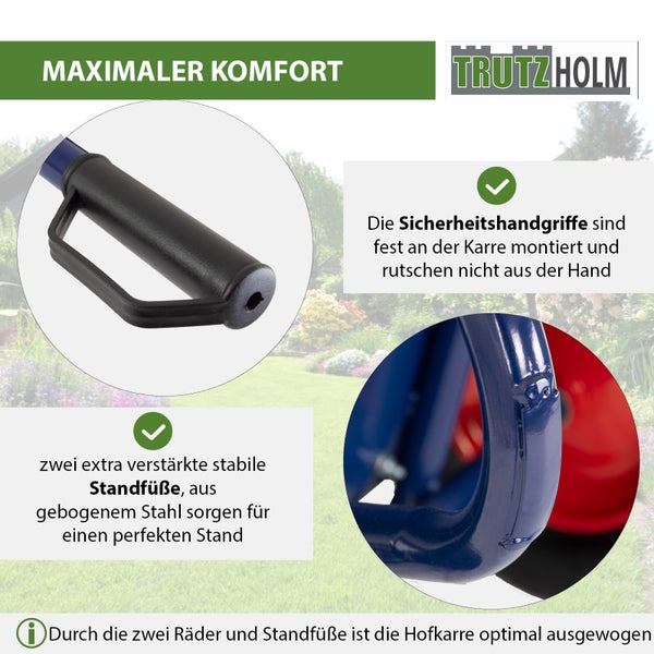2-Rad Schubkarre XXL 290 L 300 kg Gartenschubkarre Hofkarre Schiebkarre Luftrad Metallfelgen schwarz