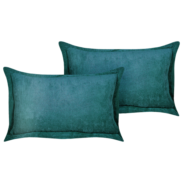 Dekokissen 2er Set ZINNIA Cord 47 x 27 cm Blaugrün Ohne Muster