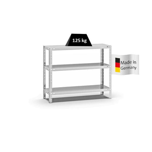 PROREGAL Fachbodenregal Schraubsystem Light-Duty Grundregal HxBxT 80 x 100 x 30 cm 3 Ebenen Fachlast 125 kg Beidseitig Nutzbar Lichtgrau