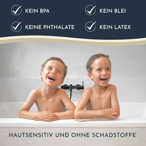 Homerella® Badewannenmatte rutschfest Kinder - 100% BPA frei Inkl. 2 Haken zum Aufhängen 100x40cm - Antirutschmatte Badewanne Baby hautsensitiv & schimmelresistent - Badematte rutschfest & waschbar
