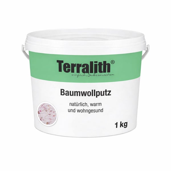 Terralith Baumwollputz 1 Kilogramm Eimer, natürliche Flüssigtapete für die Wandgestaltung.