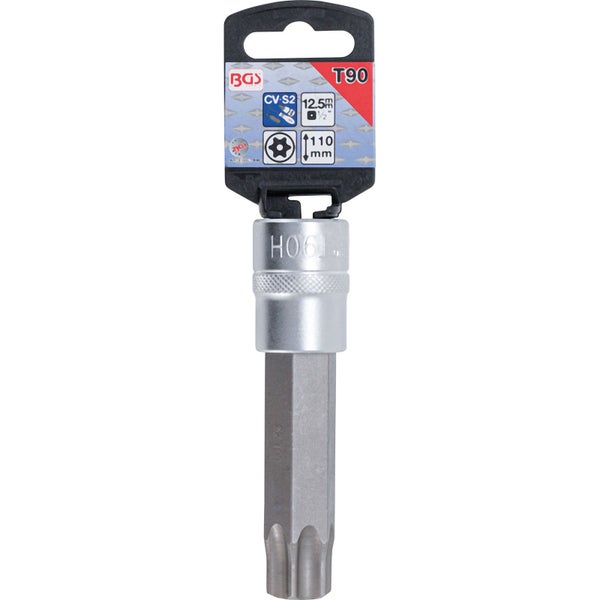 BGS Bit-Einsatz Länge 110 mm Antrieb Innenvierkant 12,5 mm (1/2) T-Profil (für Torx) mit Bohrung T90 - 5103-TB90