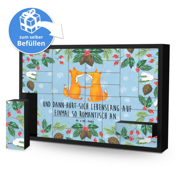 Mr. & Mrs. Panda Befüllbarer Adventskalender Füchse Liebe - Blau Pastell