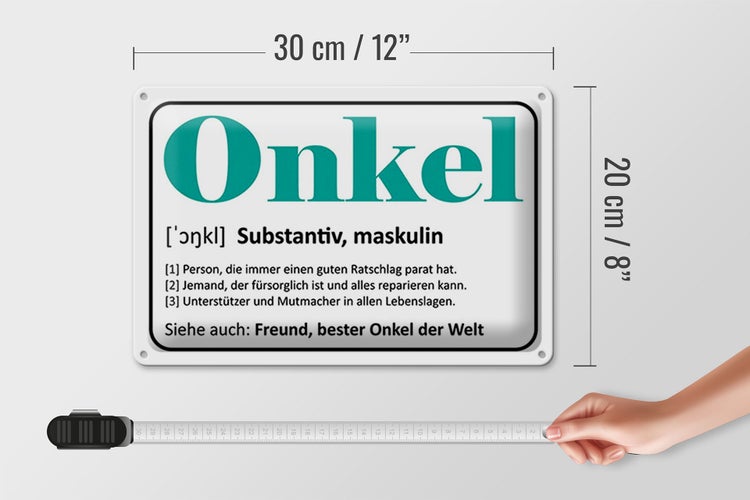 Blechschild Spruch 30x20cm Onkel Freund bester Onkel Welt