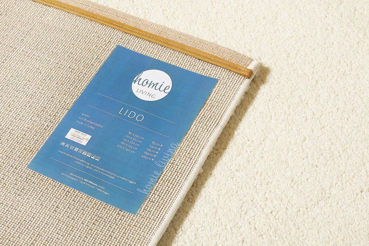 Teppich Creme Weiß Kurzflor Lido Homie Living 80x150 cm