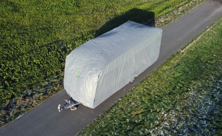 GreenYard® Abdeckplane für Wohnwagen oder Wohnmobile Größe XXL 730 x 250 x 220 cm