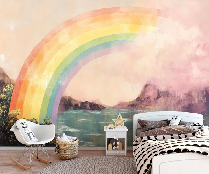 Fototapete Kinderzimmer Mädchen Regenbogen Vlies Tapete 350x250 cm