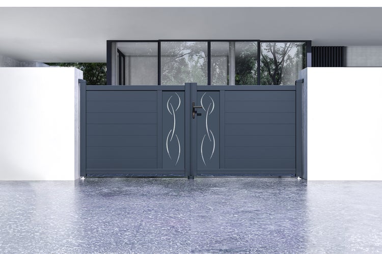 3 m LIFE-Schwingtor H.120 cm aus Aluminium + RANGER B150-Motorisierung